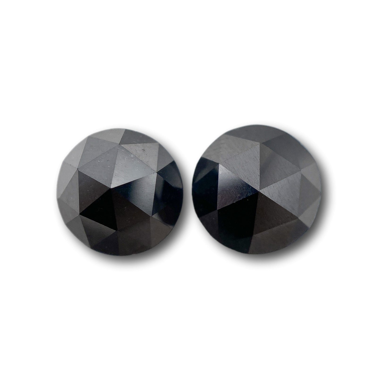 4.43cttw | Black Round Shape Rose Cut Diamond Matched Pair-Modern Rustic Diamond