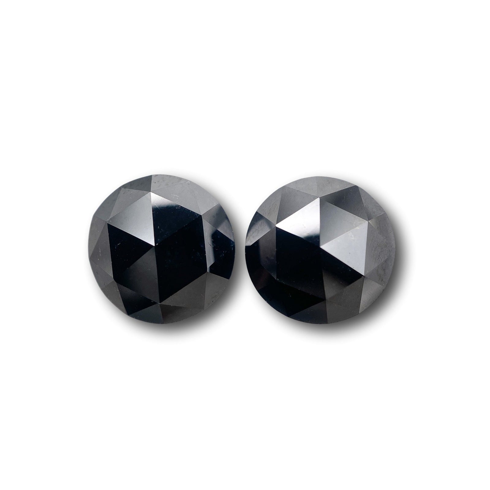4.50cttw | Black Round Shape Rose Cut Diamond Matched Pair-Modern Rustic Diamond