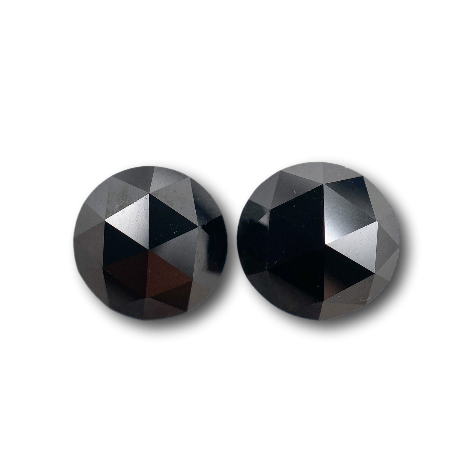 4.96cttw | Black Round Shape Rose Cut Diamond Matched Pair-Modern Rustic Diamond