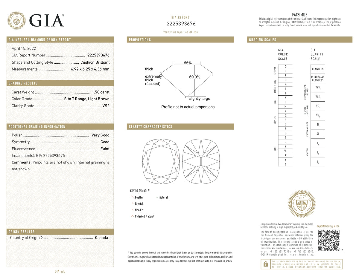 1.50ct | S-T/VS2 Cushion Shape Old Mine Cut Diamond (GIA) - Modern Rustic Diamond