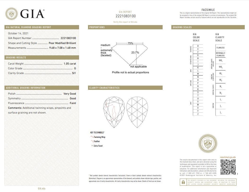 1.05ct | G/SI1 Pear Shape Rose Cut Diamond (GIA) - Modern Rustic Diamond