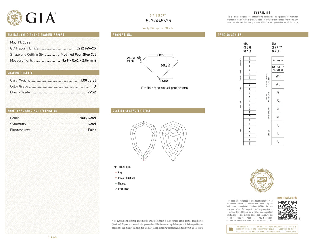 1.00ct | J/VVS2 Pear Shape Step Cut Diamond (GIA)