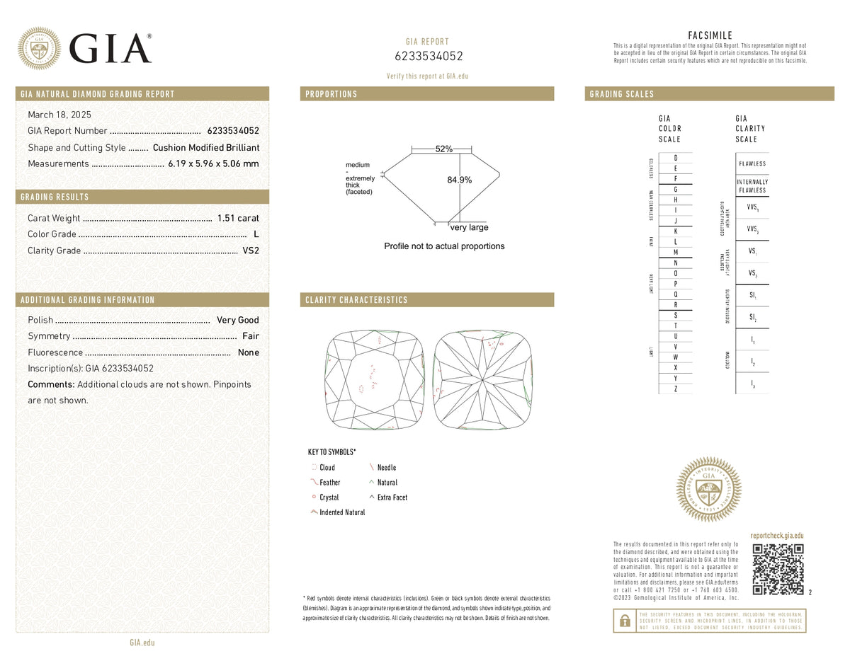 1.51ct | L/VS2 Cushion Shape Old Mine Cut Diamond (GIA) - Modern Rustic Diamond