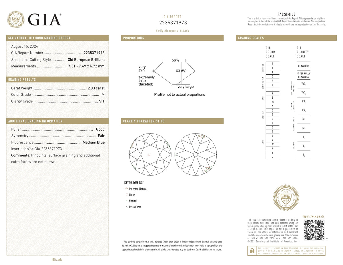 2.03ct | M/SI1 Round Shape Old European Cut Diamond (GIA) - Modern Rustic Diamond