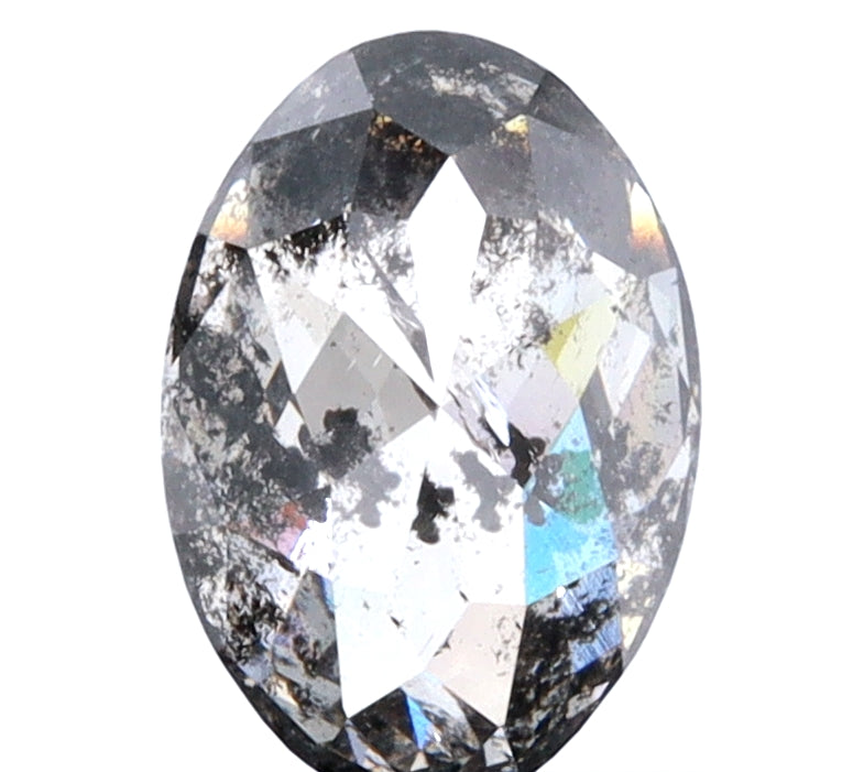 1.20ct | Salt &amp; Pepper Oval Shape Rose Cut Diamond - Modern Rustic Diamond
