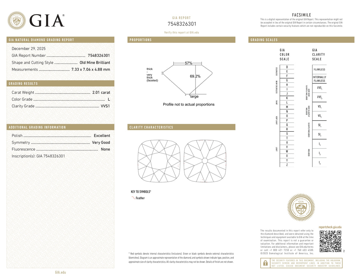 2.01ct | L/VVS1 Cushion Shape Vintage Old Mine Cut Diamond (GIA) - Modern Rustic Diamond