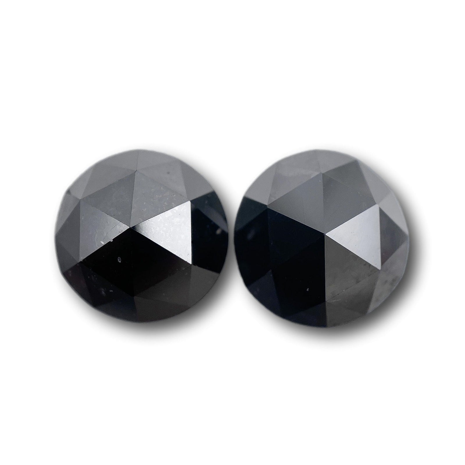 5.60cttw | Black Round Shape Rose Cut Diamond Matched Pair-Modern Rustic Diamond
