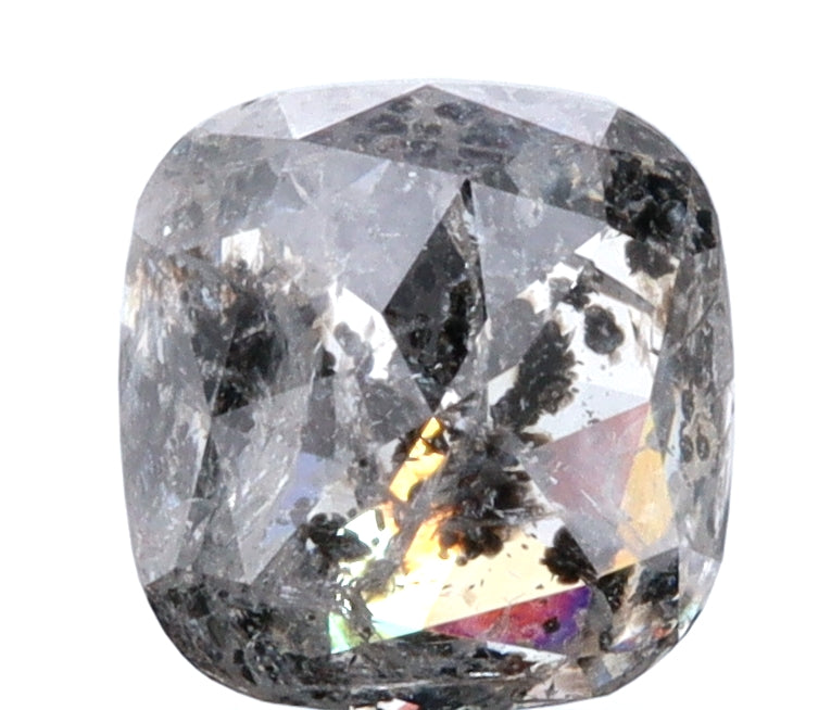 1.61ct | Salt &amp; Pepper Cushion Shape Rose Cut Diamond - Modern Rustic Diamond