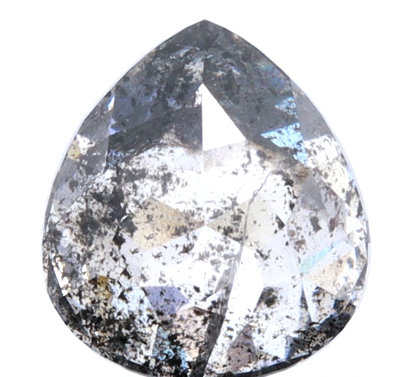1.16ct | Salt &amp; Pepper Pear Shape Rose Cut Diamond - Modern Rustic Diamond