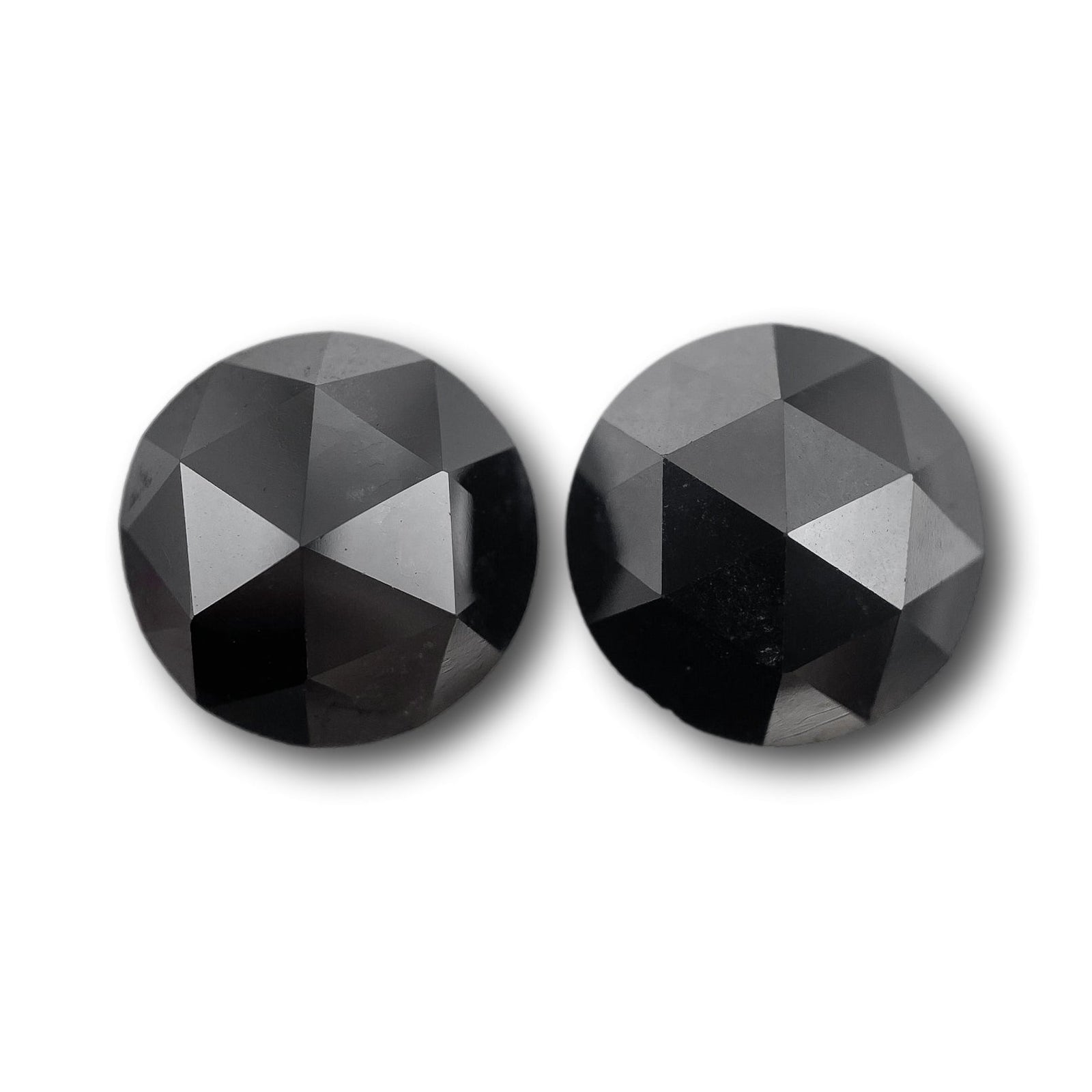 5.73cttw | Black Round Shape Rose Cut Diamond Matched Pair-Modern Rustic Diamond