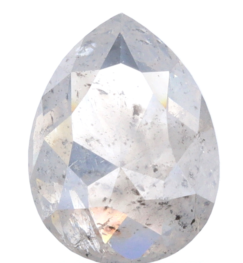 1.42ct | Salt &amp; Pepper Pear Shape Rose Cut Diamond - Modern Rustic Diamond