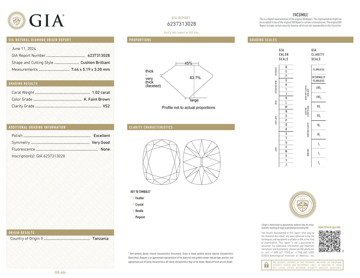 1.02ct | K/VS2 Cushion Shape Old Mine Cut Diamond (GIA) - Modern Rustic Diamond