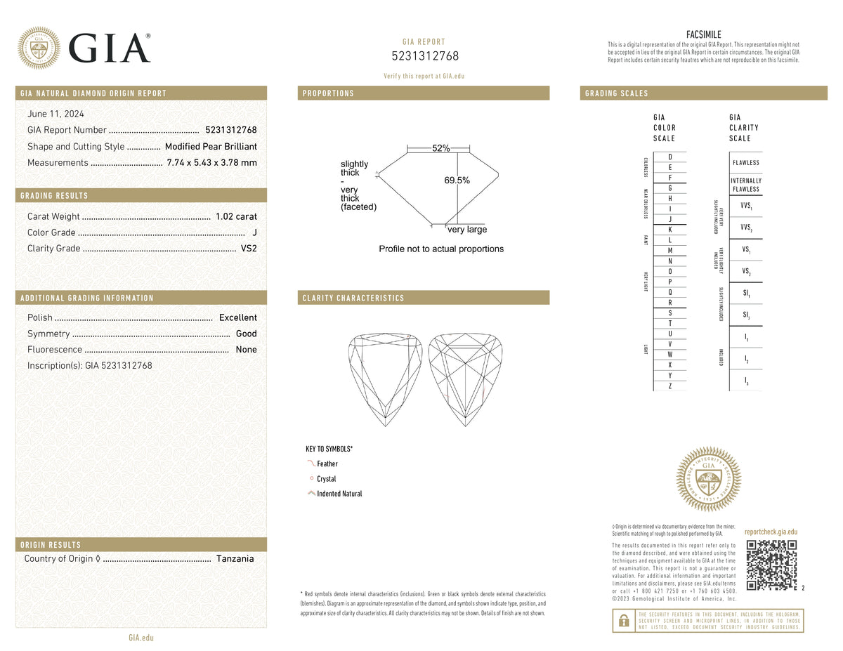 1.02ct | J/VS2 Pear Shape Old Mine Cut Diamond (GIA) - Modern Rustic Diamond