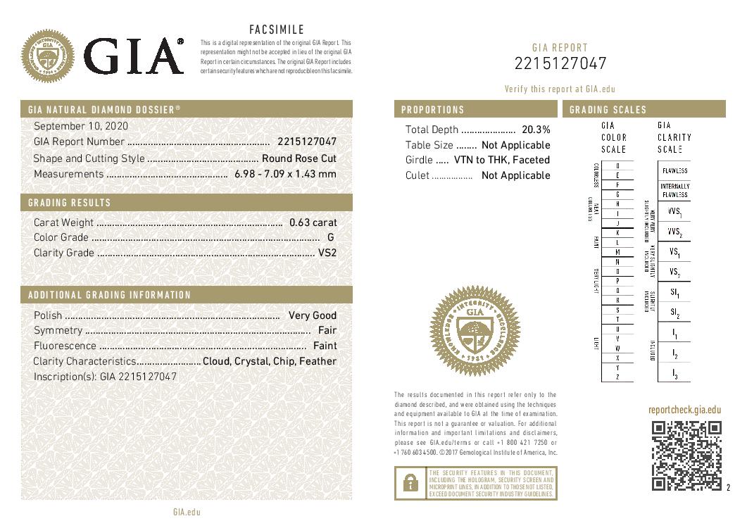 0.63ct | G/VS2 Round Shape Rose Cut Diamond (GIA) - Modern Rustic Diamond