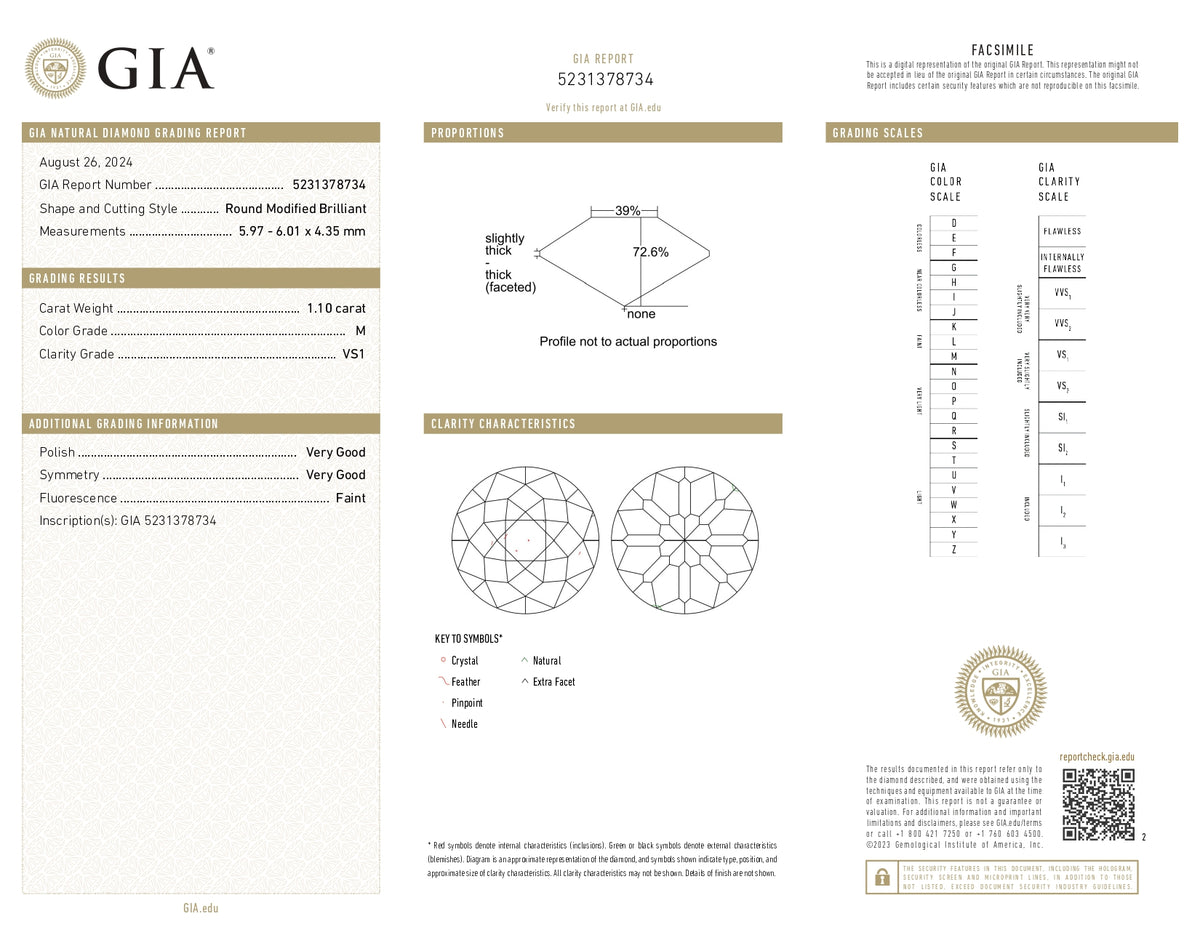 1.10ct | M/VS1 Round Shape Brilliant Cut Diamond (GIA) - Modern Rustic Diamond