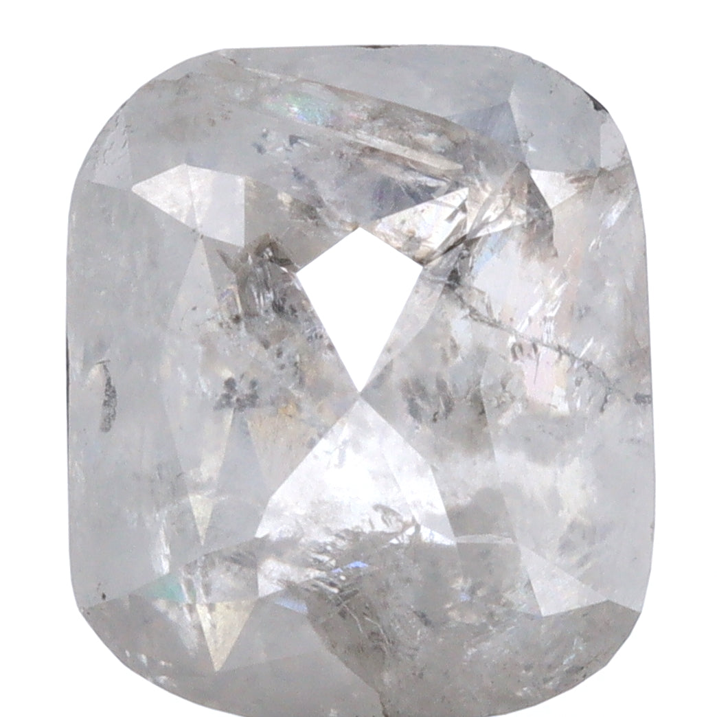 3.05ct | Salt &amp; Pepper Cushion Shape Rose Cut Diamond - Modern Rustic Diamond
