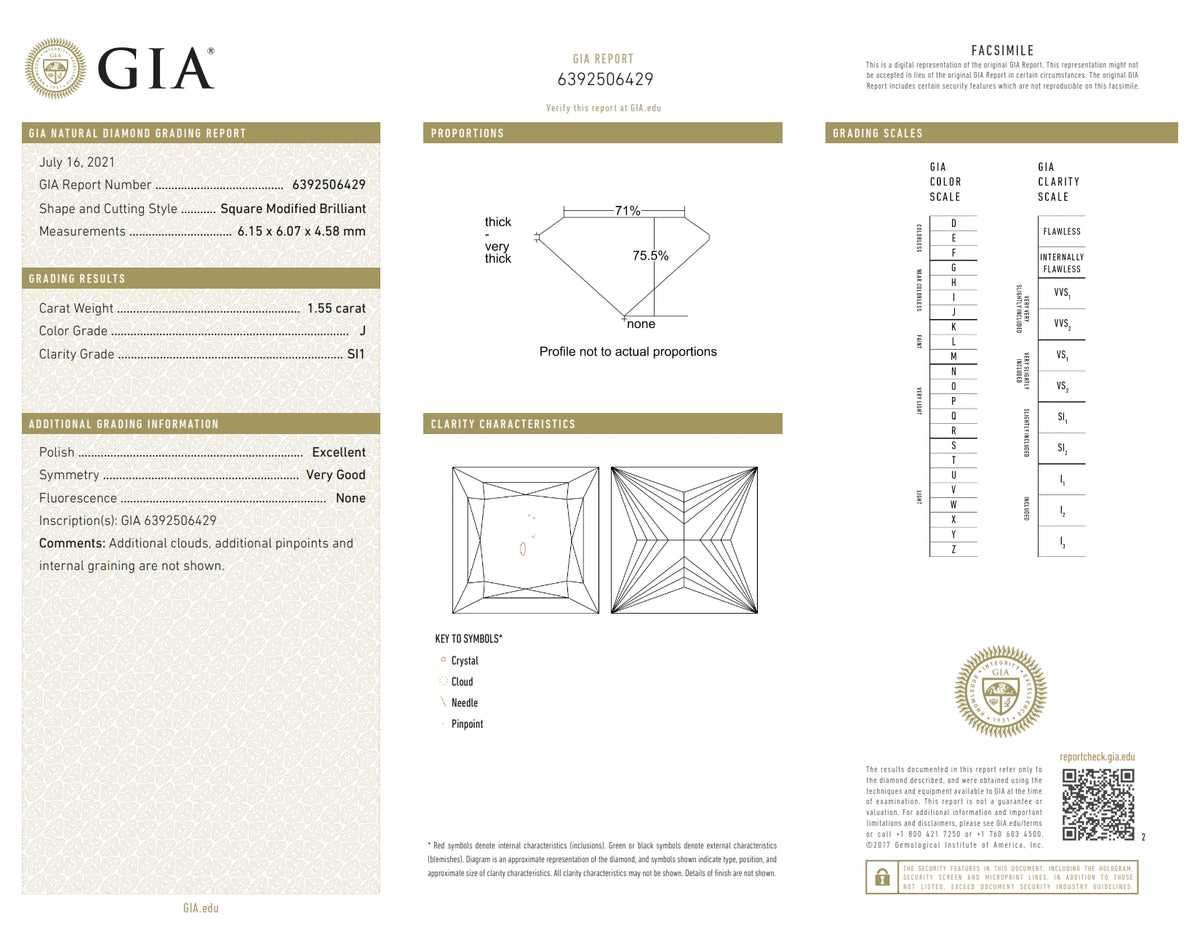 1.55ct | J/SI1 Princess Shape Brilliant Cut Diamond (GIA) - Modern Rustic Diamond