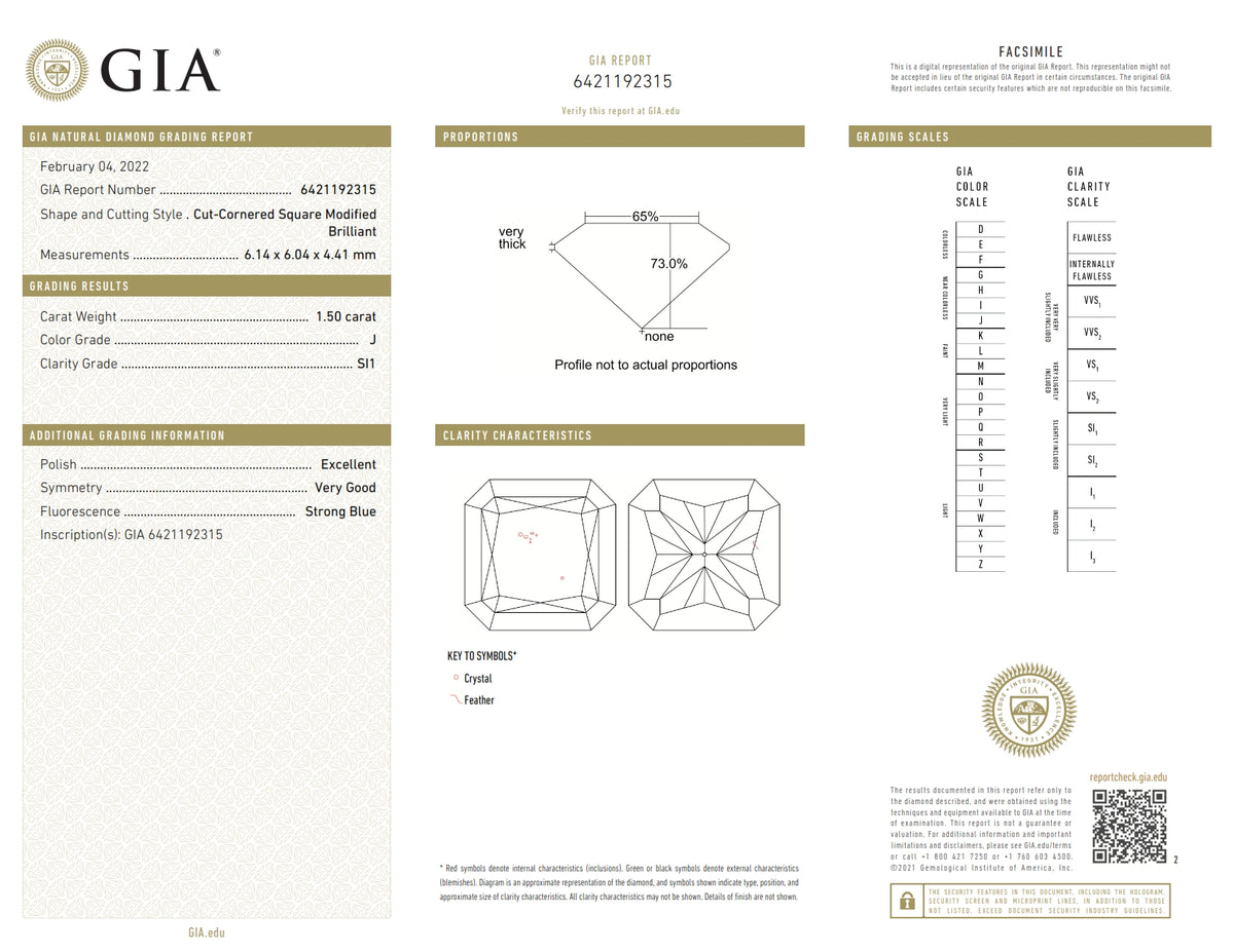 1.50ct | J/SI1 Radiant Shape Brilliant Cut Diamond (GIA) - Modern Rustic Diamond