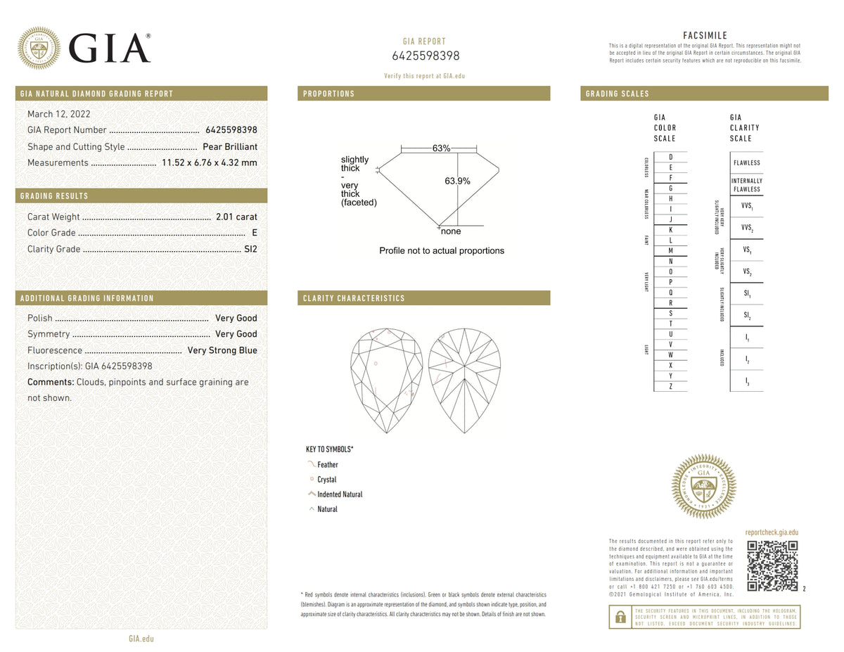 2.01ct | E/SI2 Pear Shape Brilliant Cut Diamond (GIA) - Modern Rustic Diamond