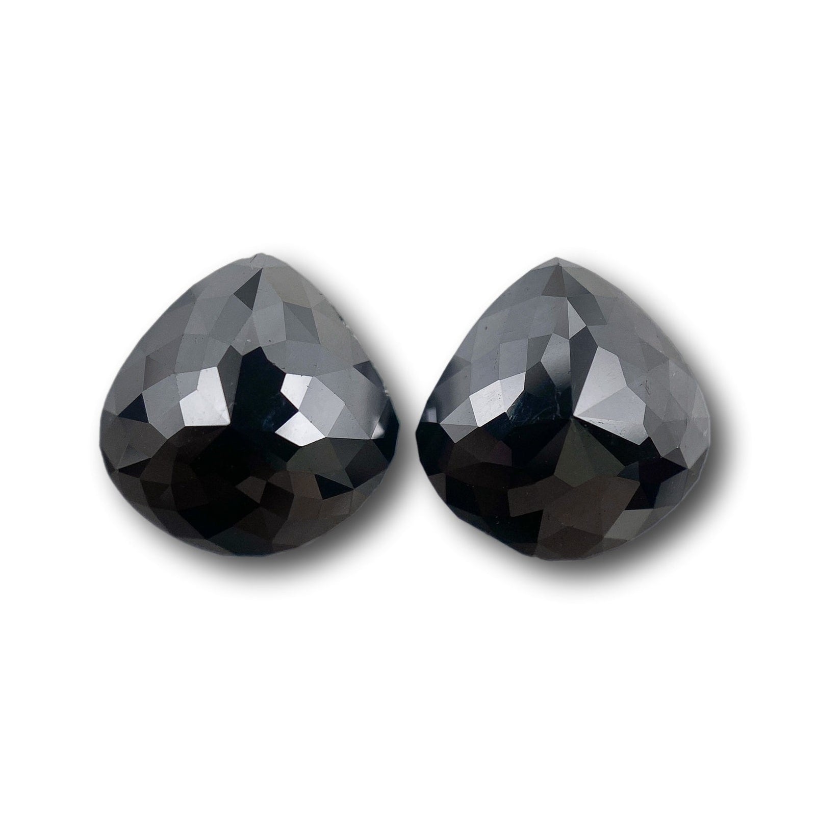 6.30cttw | Black Pear Shape Rose Cut Diamond Matched Pair-Modern Rustic Diamond