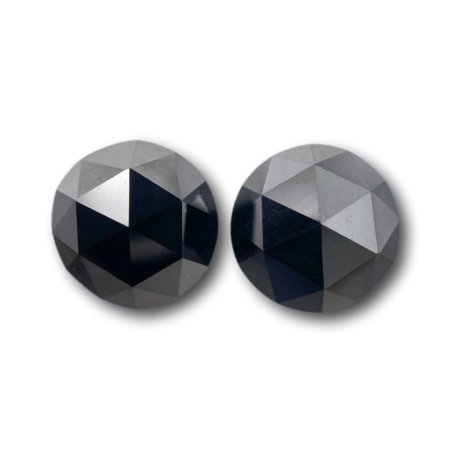 6.55cttw | Black Round Shape Rose Cut Diamond Matched Pair-Modern Rustic Diamond