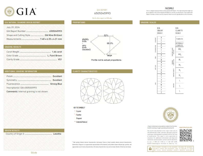1.66ct | L/VS1 Cushion Shape Old Mine Cut Diamond (GIA) - Modern Rustic Diamond