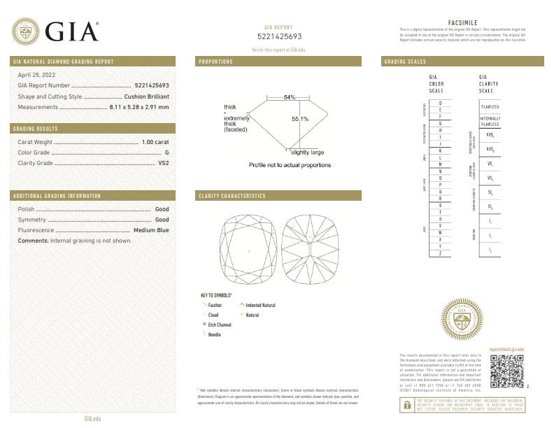 1.00ct | G/VS2 Cushion Shape Old Mine Cut Diamond (GIA) - Modern Rustic Diamond