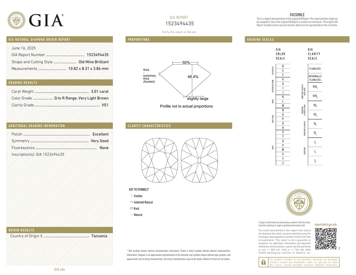 3.01ct | Q-R/VS1 Cushion Shape Old Mine Cut Diamond (GIA) - Modern Rustic Diamond