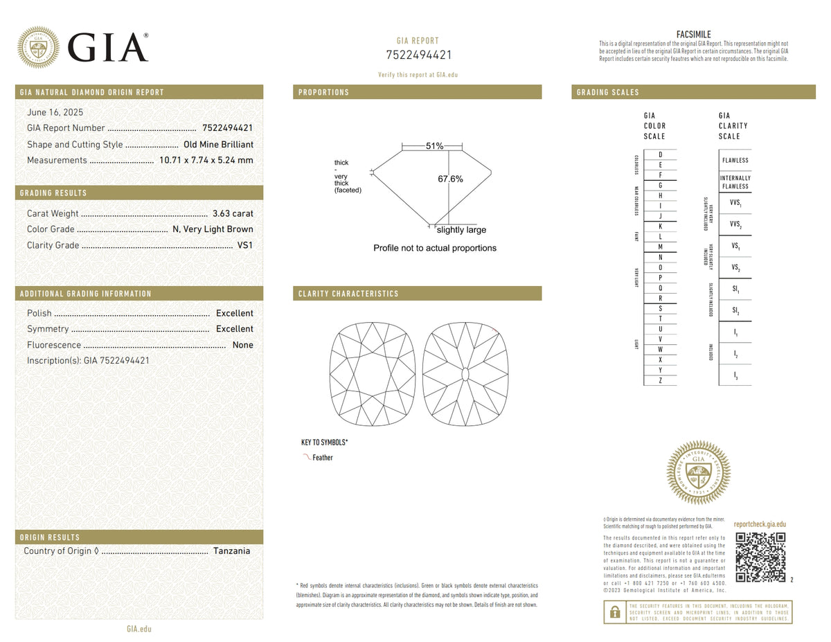 3.63ct | N/VS1 Cushion Shape Old Mine Cut Diamond (GIA) - Modern Rustic Diamond