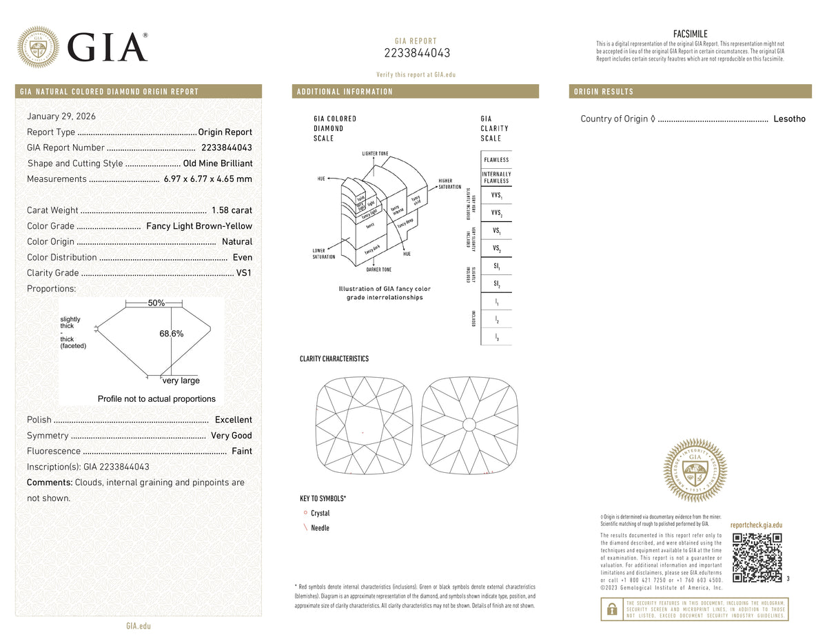 1.58ct | Champagne VS1 Cushion Shape Old Mine Cut Diamond (GIA) - Modern Rustic Diamond