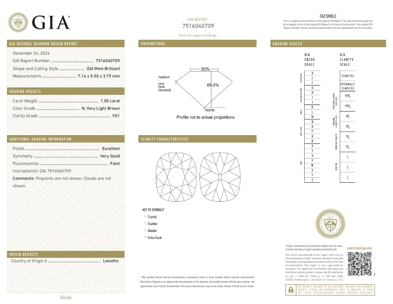 1.05ct | N/VS1 Oval Shape Old Mine Cut Diamond (GIA) - Modern Rustic Diamond