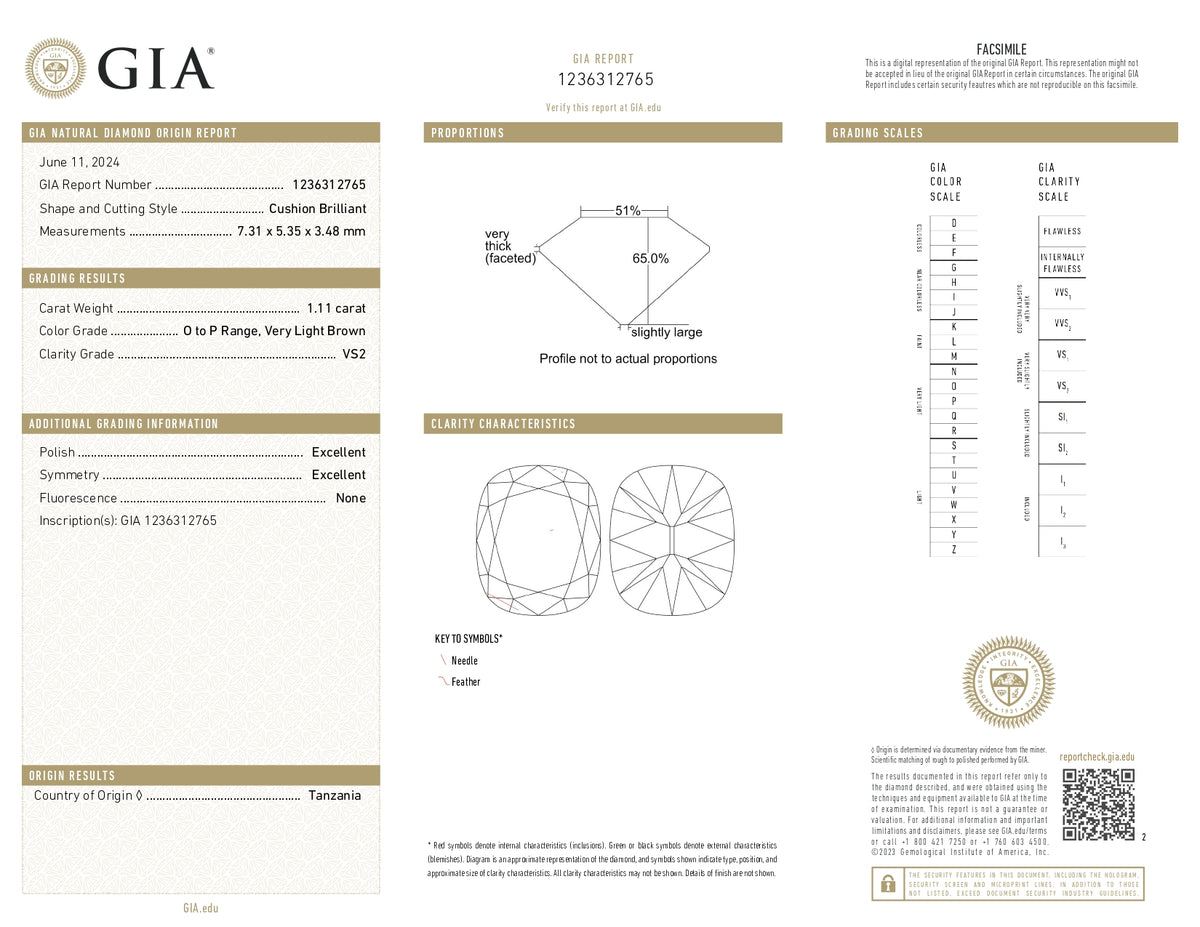 1.11ct | O-P/VS2 Cushion Shape Old Mine Cut Diamond (GIA) - Modern Rustic Diamond