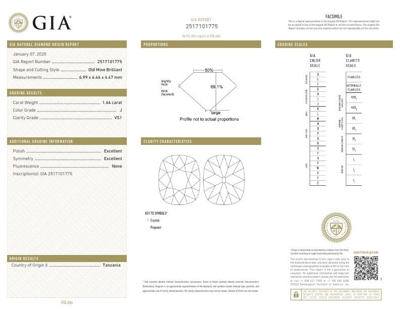 1.64ct | J/VS1 Cushion Shape Old Mine Cut Diamond (GIA) - Modern Rustic Diamond