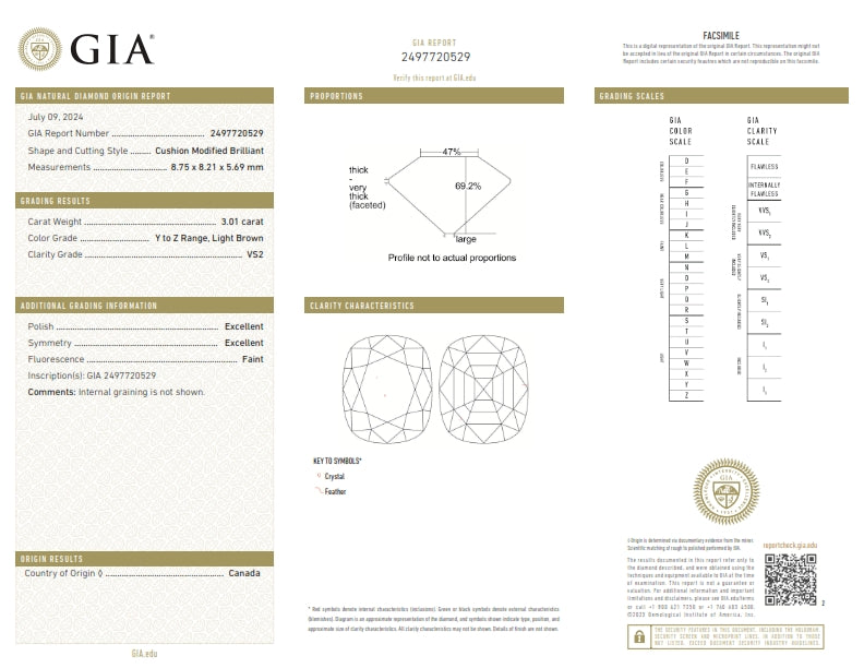 3.01ct | Y-Z/VS2 Cushion Shape Old Mine Cut Diamond (GIA) - Modern Rustic Diamond