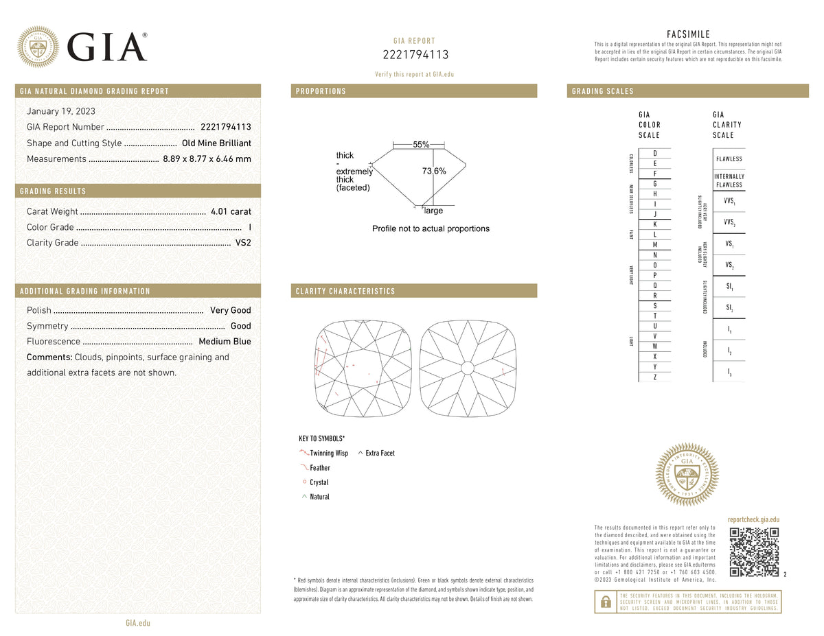 4.01ct | I/VS2 Cushion Shape Old Mine Cut Diamond (GIA) - Modern Rustic Diamond