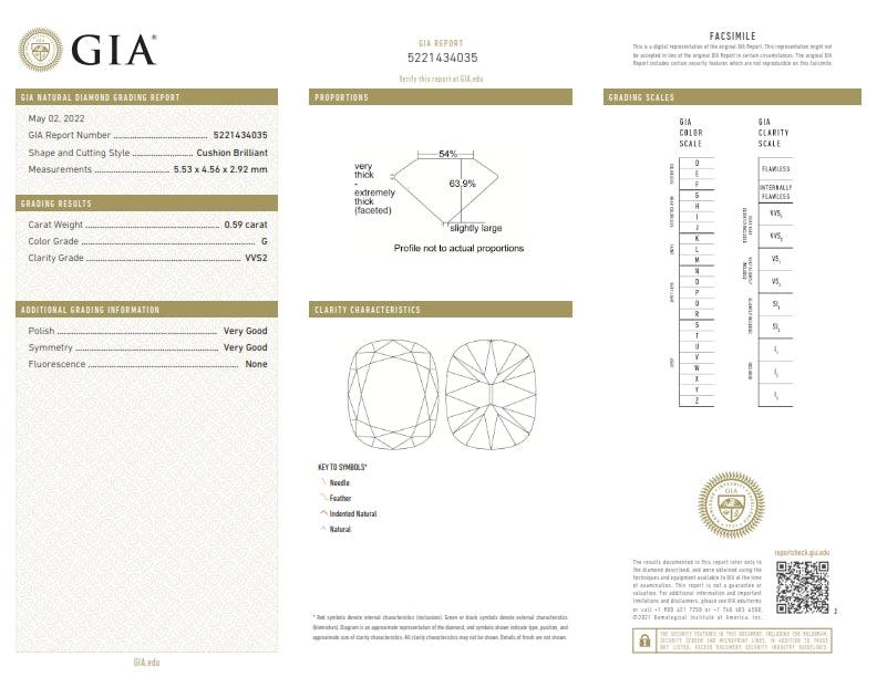 0.59ct | G/VVS2 Cushion Shape Old Mine Cut Diamond (GIA) - Modern Rustic Diamond