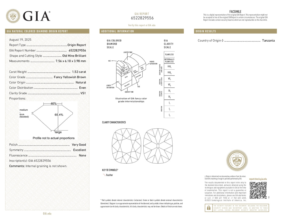 1.52ct | Champagne VS1 Cushion Shape Old Mine Cut Diamond (GIA) - Modern Rustic Diamond