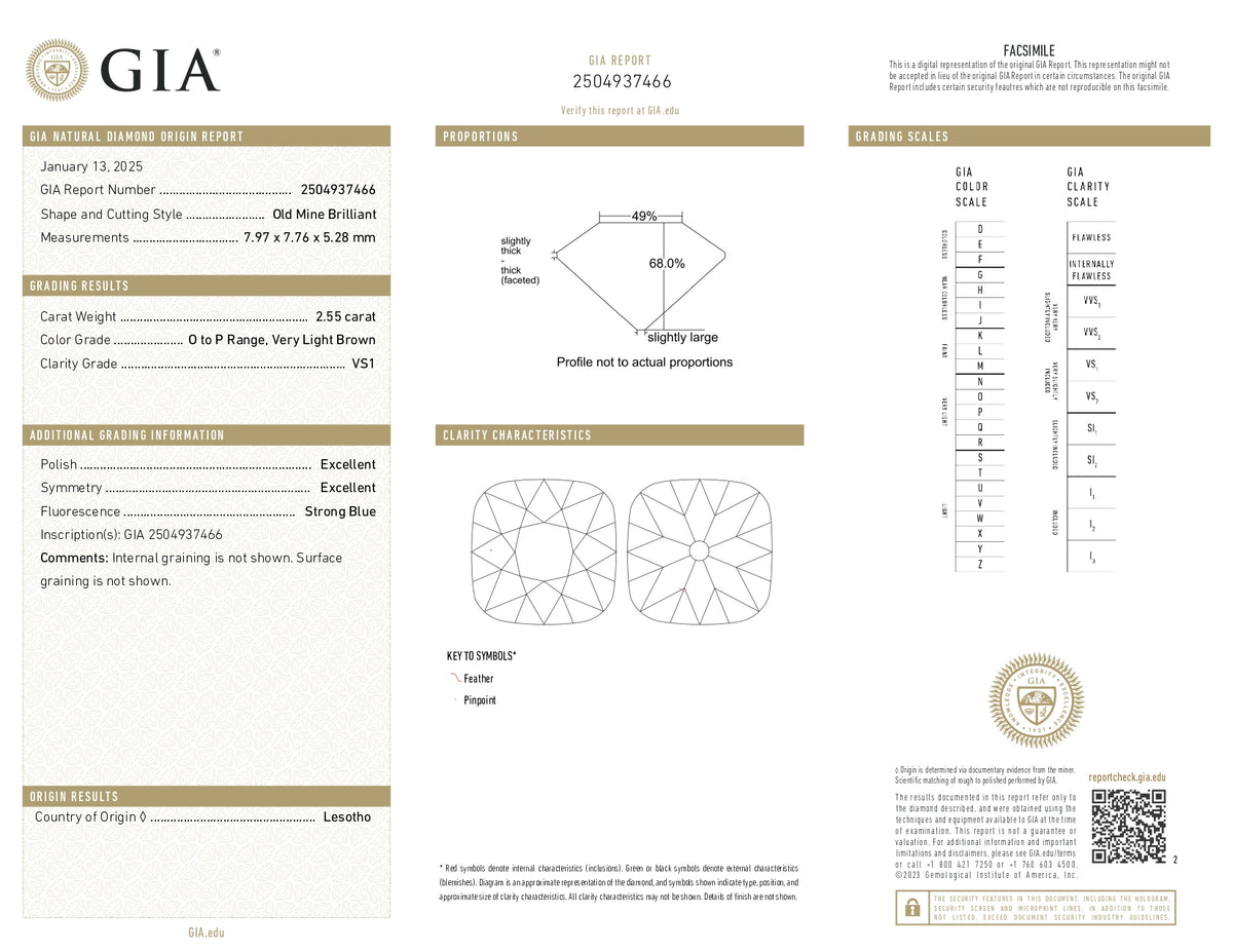 2.55ct | O-P/VS1 Cushion Shape Old Mine Cut Diamond (GIA) - Modern Rustic Diamond