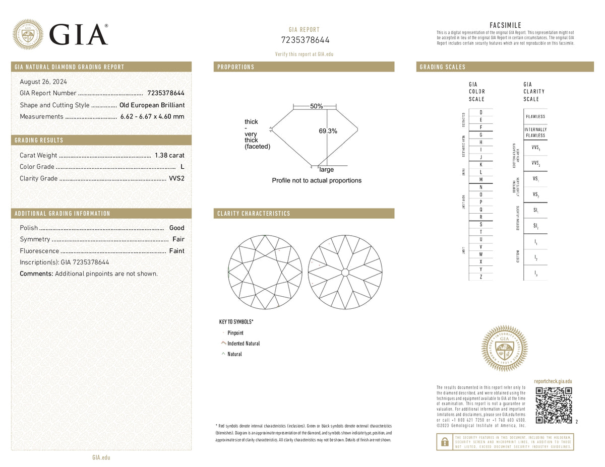 1.38ct | L/VVS2 Round Shape Old European Cut Diamond (GIA) - Modern Rustic Diamond