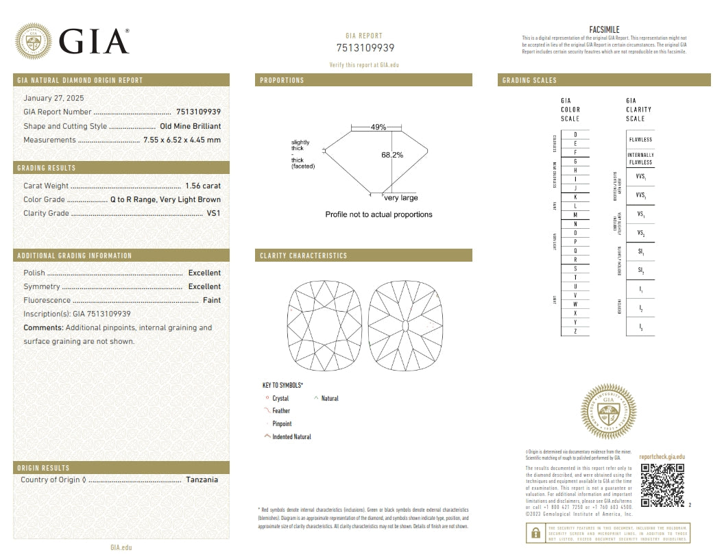 1.56ct | Q-R/VS1 Oval Shape Old Mine Cut Diamond (GIA) - Modern Rustic Diamond