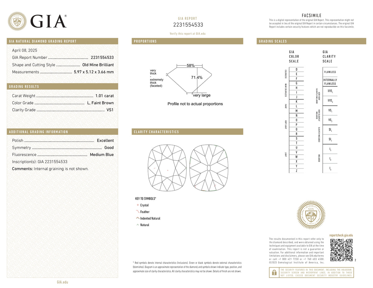 1.01ct | L/VS1 Cushion Shape Old Mine Cut Diamond (GIA) - Modern Rustic Diamond