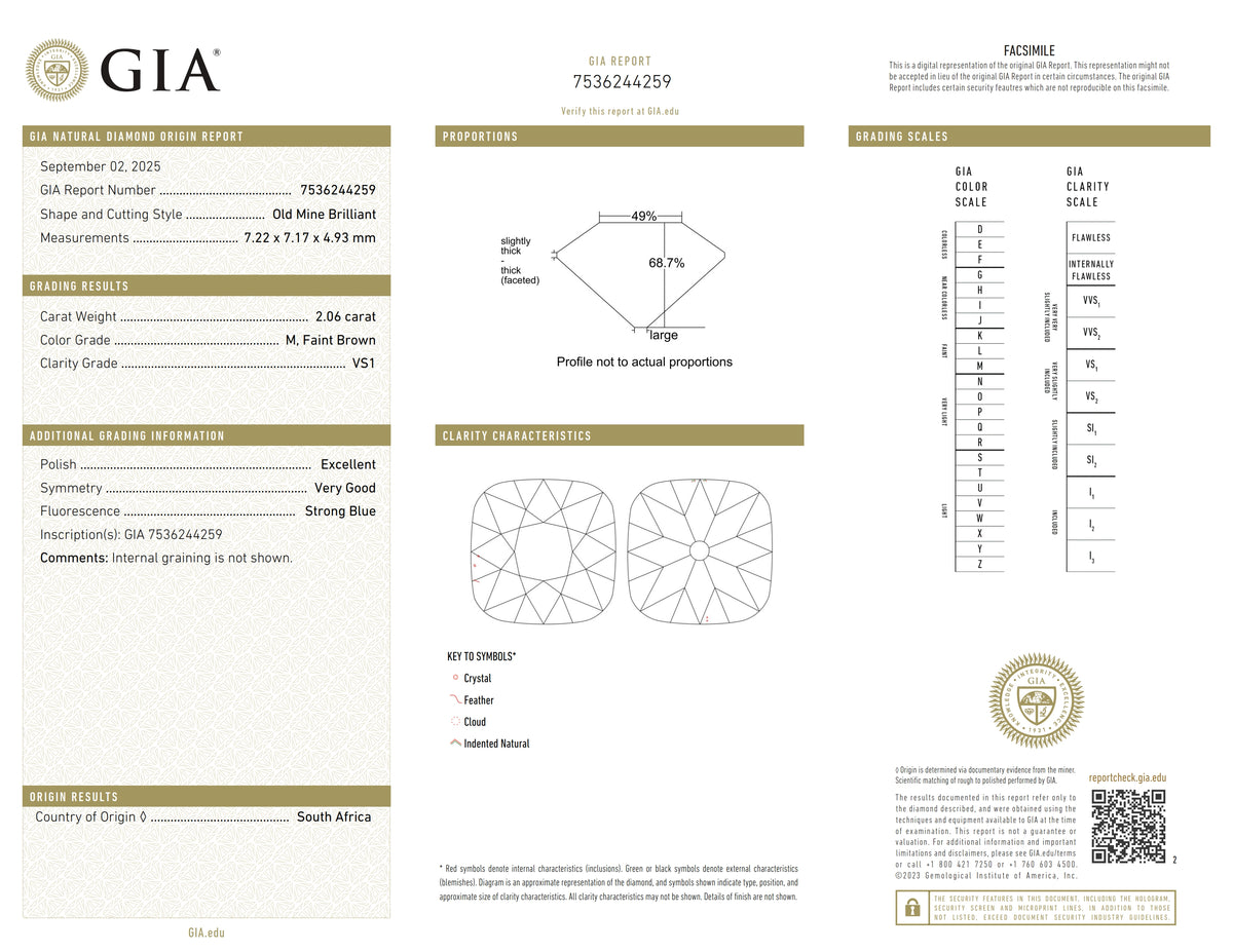 2.06ct | M/VS1 Cushion Shape Old Mine Cut Diamond (GIA) - Modern Rustic Diamond