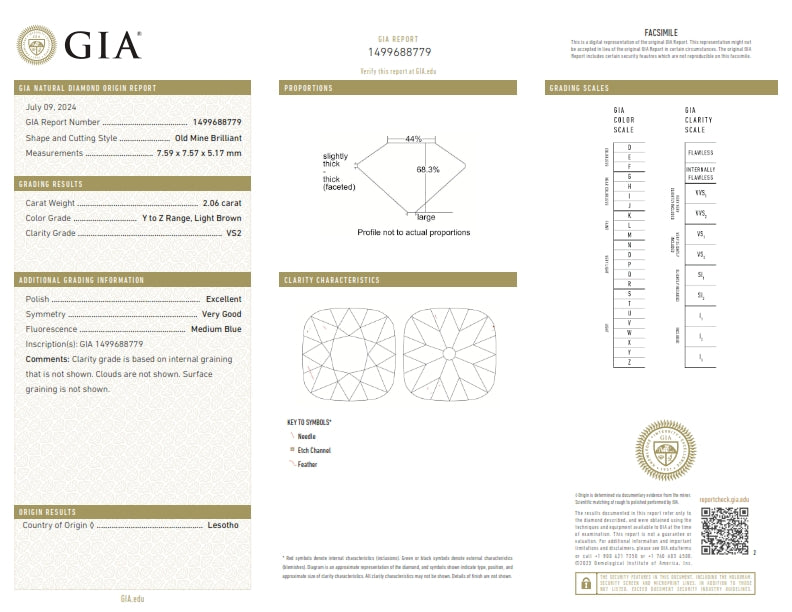 2.06ct | Y-Z/VS2 Cushion Shape Old Mine Cut Diamond (GIA) - Modern Rustic Diamond