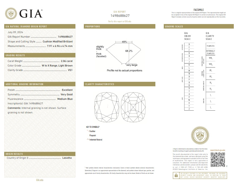 2.06ct | W-X/VS1 Cushion Shape Old Mine Cut Diamond (GIA) - Modern Rustic Diamond