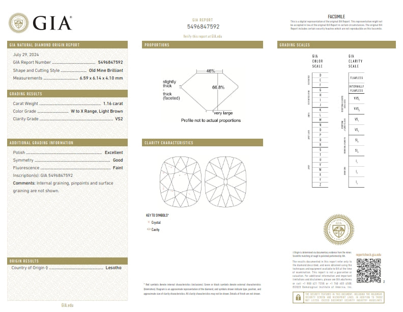 1.16ct | W-X/VS2 Cushion Shape Old Mine Cut Diamond (GIA) - Modern Rustic Diamond