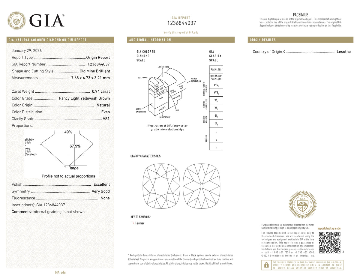 0.94ct | Champagne VS1 Cushion Shape Old Mine Cut Diamond (GIA) - Modern Rustic Diamond