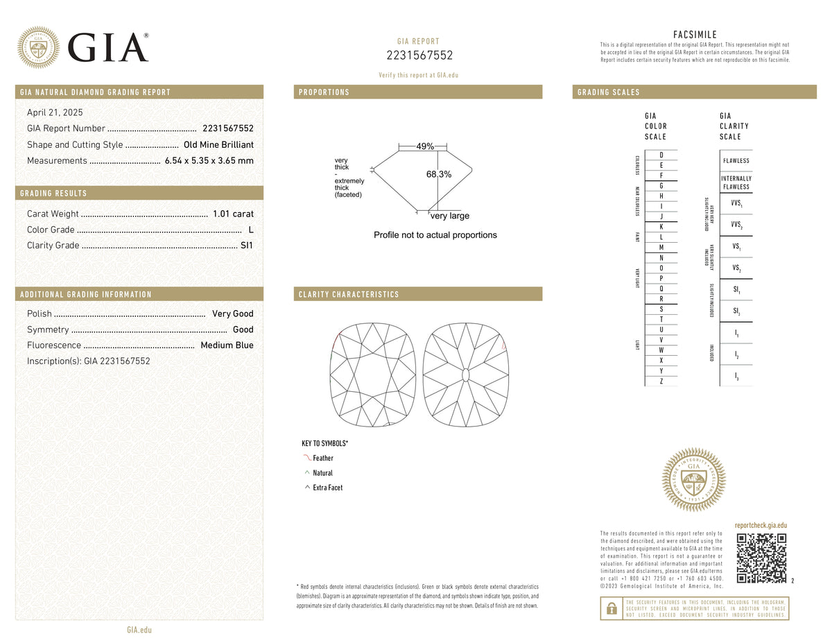 1.01ct | L/SI1 Cushion Shape Old Mine Cut Diamond (GIA) - Modern Rustic Diamond