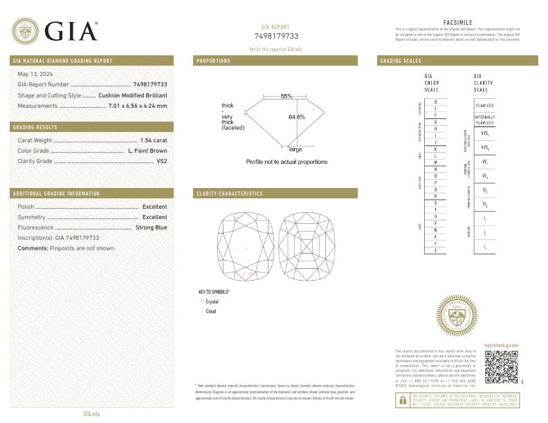 1.54ct | L/VS2 Cushion Shape Old Mine Cut Diamond (GIA) - Modern Rustic Diamond