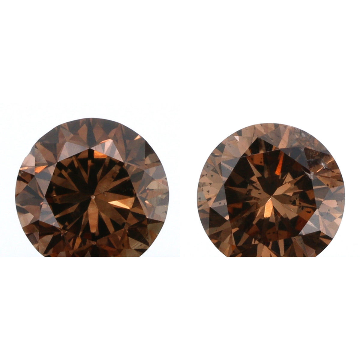 0.77cttw | Champagne SI Round Shape Brilliant Cut Diamond Matched Pair - Modern Rustic Diamond