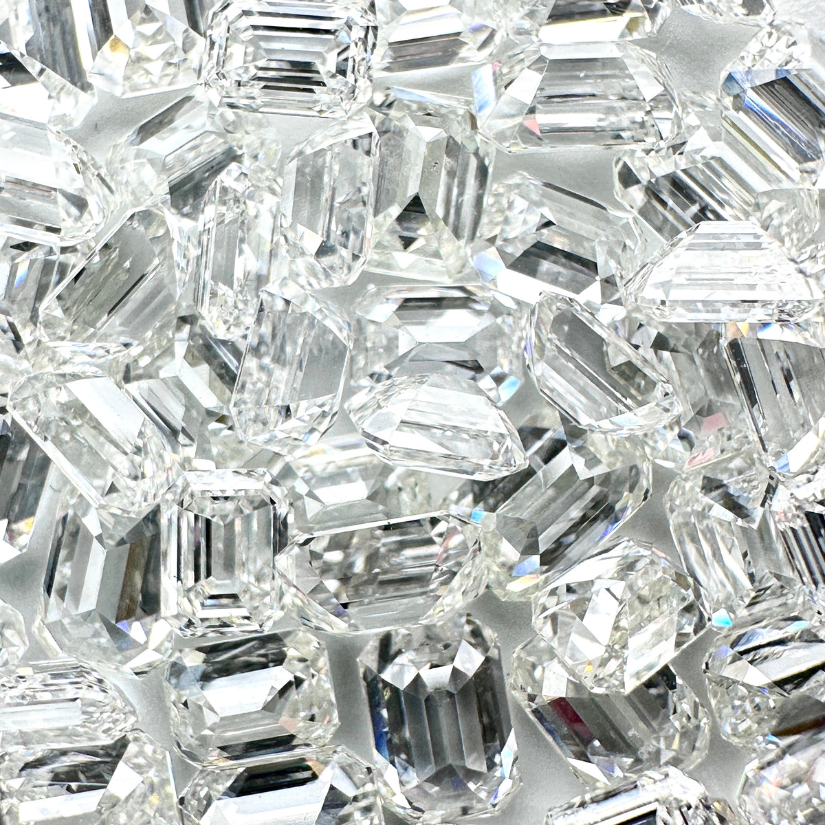 White Diamond Emerald Shape Melee-Modern Rustic Diamond